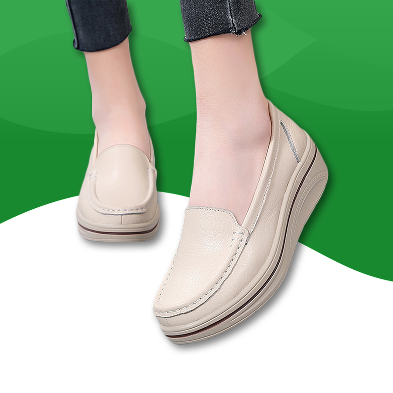 Mocassins Plateforme en Cuir Synthétique beige